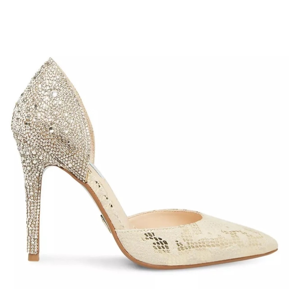 Betsey Johnson Women's Snake Yara Pumps Gold Heels Stilletos Size 6 M With Box!
